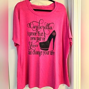 Handmade, Fun T-shirt,  Hot Pink and Black Glitter, 3X
